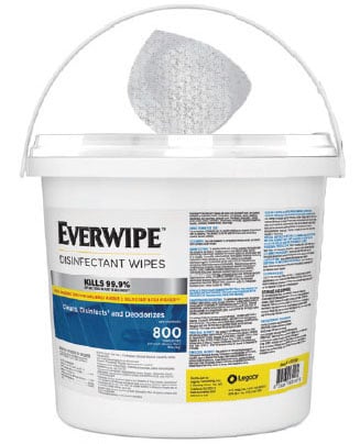 large bucket of everwipe disinfectant wipes